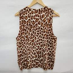 J. Crew WM's 100% Cashmere Crewneck Brown Leopard Top Size XL alternative image