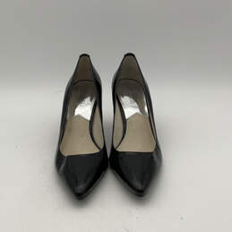 Womens PW15C Black Leather Pointed Toe Slip On Stiletto Pump Heels Sz 9.5M