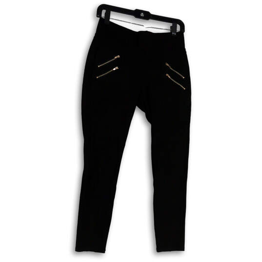 Womens Black Flat Front Zipped Pockets Skinny Leg Ankle Pants Size Medium image number 1