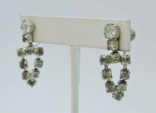 Vintage Icy Rhinestone Statement Necklaces & Screw Back Earrings 80.5g image number 3