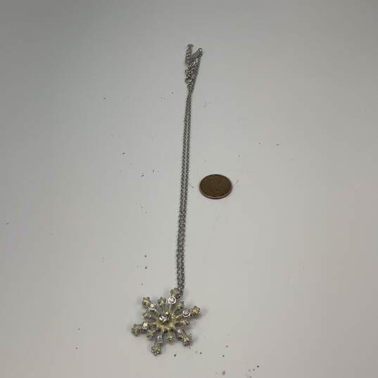Designer Kirks Folly Silver-Tone Rhinestone Snowflake Pendant Necklace image number 2