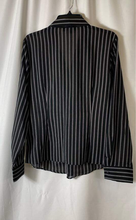NWT Laundry By Shelli Segal Womens Black Marshmallow Striped Blouse Top Size L image number 2