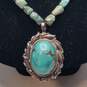 Sterling Silver Turquoise Oval Pendant & Nugget Link Toggle 16in Choker 56.6g image number 2