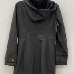 Womens Black Long Sleeve Side Pockets Collared Hooded Full-Zip Jacket Sz XS alternative image