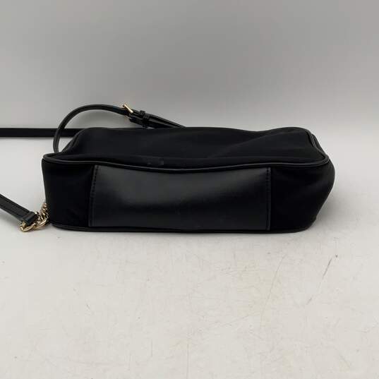 Michael Kors Womens Black Gold Adjustable Strap Zipper Crossbody Bag image number 4