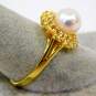 14K Yellow Gold 0.15 CTTW Diamond & Cultured Pearl Ring 3.0g image number 3
