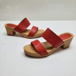 WOMEN'S MADEWELL RED LEATHER WOODEN HEELS SIZE 9.5