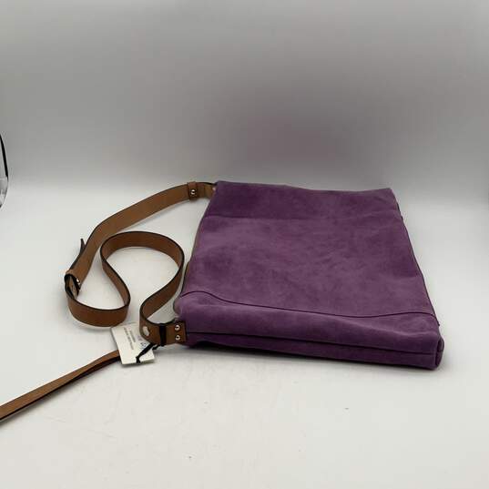 NWT Gianni Notaro Womens Purple Suede Adjustable Strap Crossbody Bag Purse image number 4