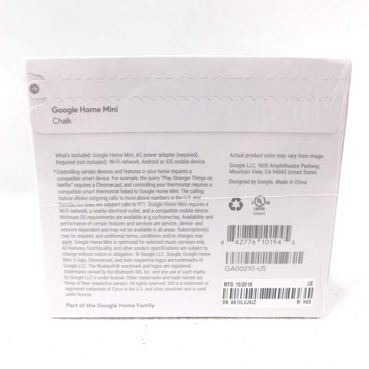 Sealed Google Home Mini Chalk Smart Bluetooth Speaker image number 7