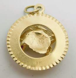 Vintage 14k Yellow Gold 'Good Luck' Grad Cap Ruby Charm 2g alternative image