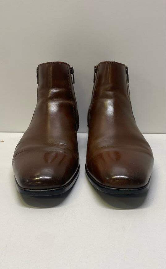 Kenneth Cole Men's Cognac Leather Aaron Zip Boot Sz. 11.5 image number 3