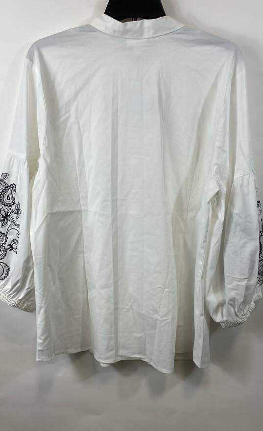 NWT J. Jill Womens White Paisley Embroidered Long Sleeve Dress Shirt Size XL image number 4