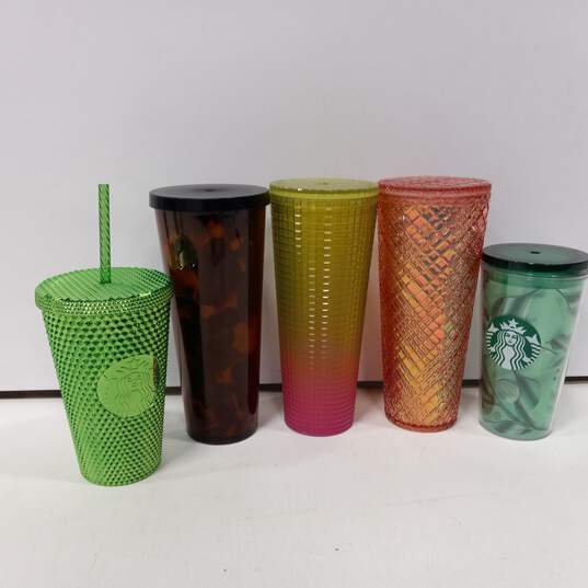 Bundle of 5 Assorted Starbucks Plastic Tumblers image number 1