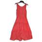Sonoma Womens Coral Round Neck Tie Waist Long Maxi Dress Size Small image number 2