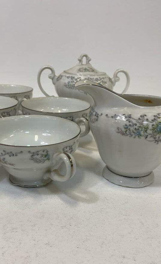 Lot of 10 Tea Set Creamer & Sugar and 8 Tea Cups Norleans Theresa Japan image number 2