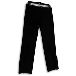 Womens Black Flat Front Pockets Regular Fit Straight Leg Dress Pants Size 8