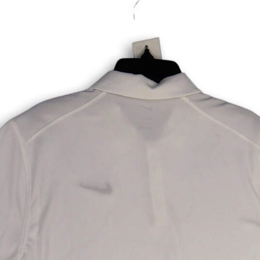 Mens White Dri-Fit Collared Short Sleeve Tennis Polo Shirt Size Large image number 4