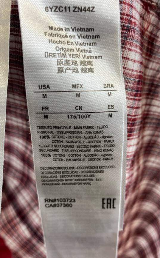 Armani Exchange Mens Red Cotton Plaid Slim Fit Short Sleeve Button Up Shirt Sz M image number 6