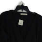 NWT Womens Black Surplice Neck Long Sleeve Knit Crop Blouse Top Size M image number 3