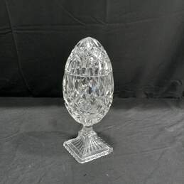 Vintage Crystal Egg Shape Lidded Pedestal Candy Dish 9.5"