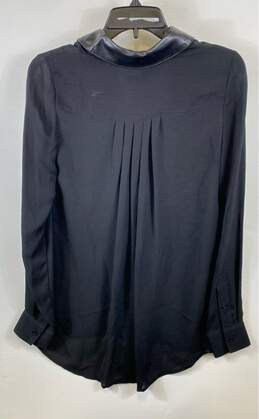Monika Chiang Womens Black Silk Long Sleeve Collared Button-Up Shirt Sz X-Small alternative image