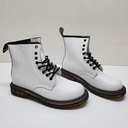 Dr. Martens Pascal 8-Eye White Leather Combat Boot Shoes EC005 Sz 14