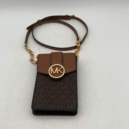 Michael Kors Womens Carmen Brown Black Small Logo Smartphone Crossbody Bag Purse