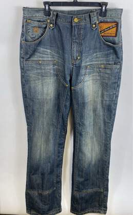 Eight 732 Mens Blue Denim Medium Wash Workwear Straight Leg Jeans Size 36/34