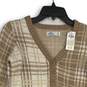 NWT Hollister Womens Brown Plaid Button Front Cropped Cardigan Sweater Size S image number 3