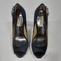 Badgley Mischka Black Satin Heels With Rhinestones Size 6.5 image number 3