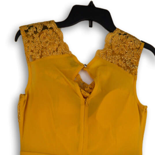 Womens Gold Lace Key Hole Back Sleeveless Bodycon Dress Size Large image number 4