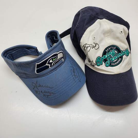 Seattle Seahawks Visor & Spring Training Hat Singed - No CoA image number 1