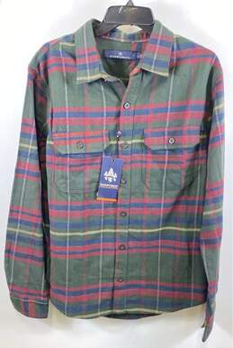 NWT Rainforest Mens Multicolor Plaid Flannel Long Sleeve Button-Up Shirt Size L