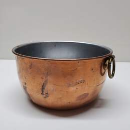 Vintage Copper Bowl with Brass Hanging Ring 7x4"