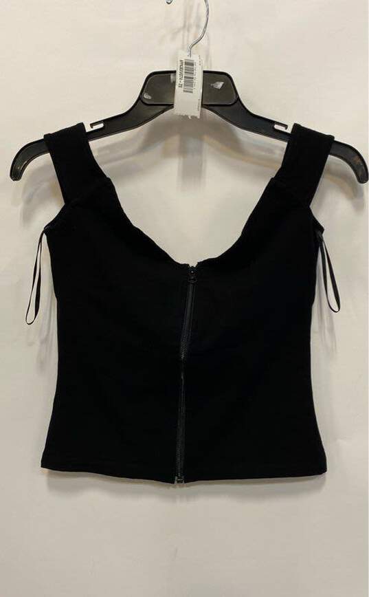 S/W/F Womens Black Sleeveless Full-Zip Cropped Blouse Top Size Small image number 1