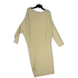 NWT Womens Beige Knitted Boat Neck Long Sleeve Midi Sweater Dress Size XL alternative image