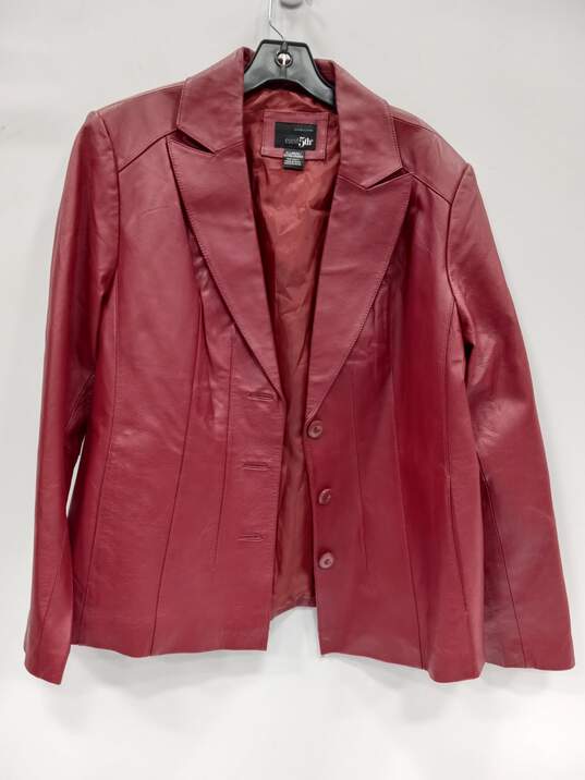East 5th Women's Red Leather Button Up Blazer Jacket Coat Size XL image number 1