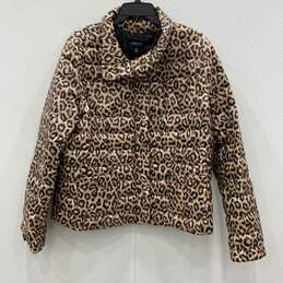 NWT Lands' End Womens Brown Leopard Design Full-Zip Puffer Jacket Size XL 18 alternative image