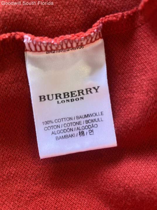 Authentic Burberry London Mens Red Polo Shirt Size XL image number 7