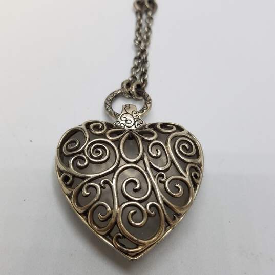 Heart Buy Tone Work 48.1g Open Brighton Pendant the Scroll | Necklace Silver 20inch GoodwillFinds