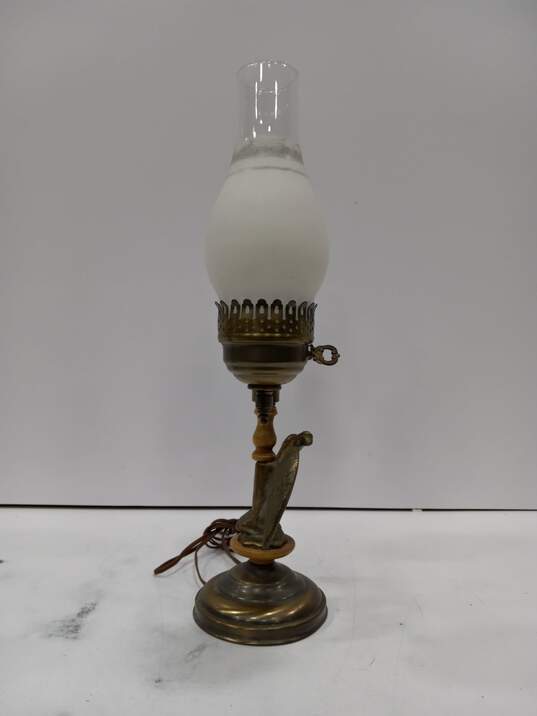 Vintage Double Hurricane Brass  Eagle Electric Table Lamp-19" image number 3