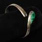 Taxco Sterling Silver Malachite Hinged Bangle Bracelet image number 1