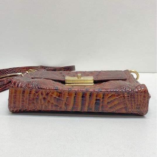 Brahmin Brown Croc Embossed Leather Zip Tassel Crossbody Bag image number 7