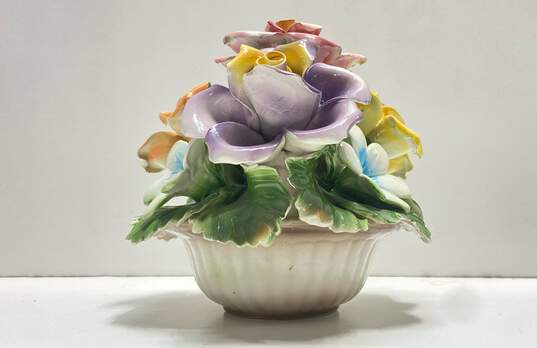 Capodimonte Hand Made Porcelain Florals 9 inch Tall Decorative Vintage Pottery image number 1