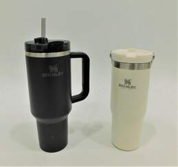 Stanley Cups Tumblers Black With Straw & White With Flip Straw