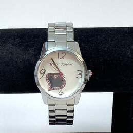 Designer Betsey Johnson BJ00025-01 Silver-Tone Round Analog Wristwatch