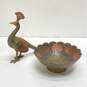 Vintage Etched Brass Peacock Bird with Brass Etched Bowl 2 Piece Set image number 1