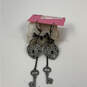 Designer Betsey Johnson Silver-Tone Heart Lock Bow Key Dangle Earrings image number 1