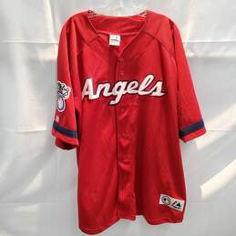 Majestic MLB Angels Button Up Baseball Jersey Size 2XL