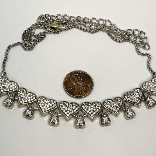 Designer Swarovski Silver-Tone Rhinestone Heart Modern Statement Necklace image number 2